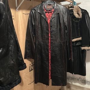 FLORAL LEATHER TRENCH